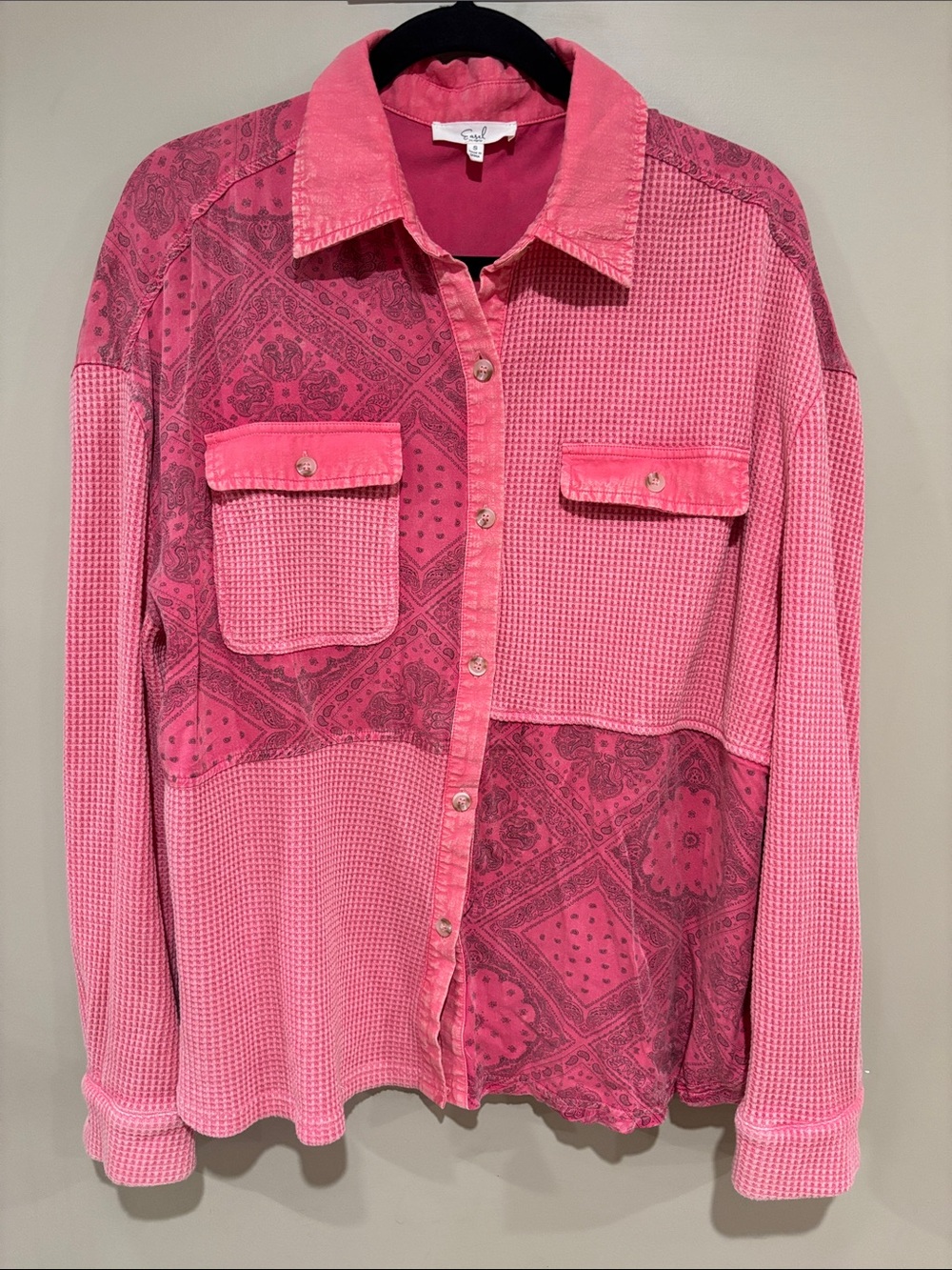 Easel mineral Wash patchwork bandana button down